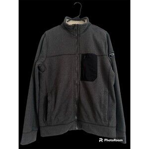 Abercrombie & Fitch Sherpa Lined Jacket Coat Men's Size Small Gray Mock Neck